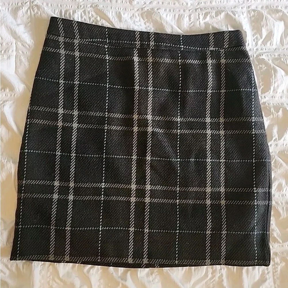 LOFT Brown Wool Plaid Skirt